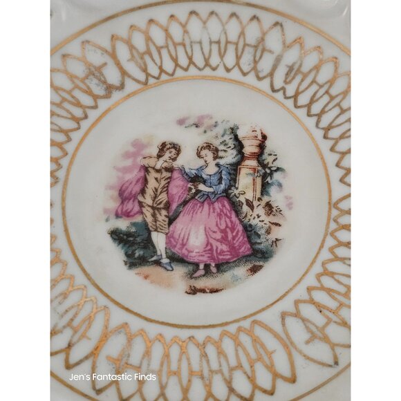 Porcelain Stylecraft #1650 Decorative Plate With Victorian Couple & Gold Trim Ma - Picture 5 of 13